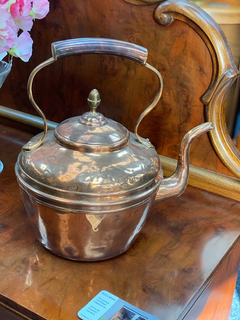 Large Vintage Copper Teapot | Rustic Farmhouse Décor