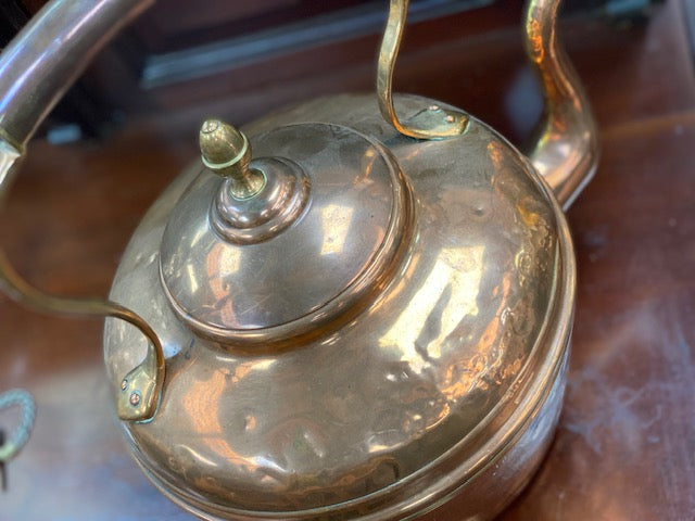 Large Vintage Copper Teapot | Rustic Farmhouse Décor