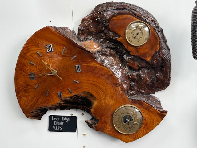 Live Edge Pendulum Wall Clock Fisher Barometer