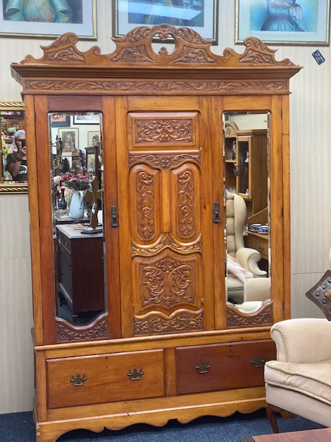 Stunning Antique Late 1700 French Inspired Satinwood Wardrobe or Amoire