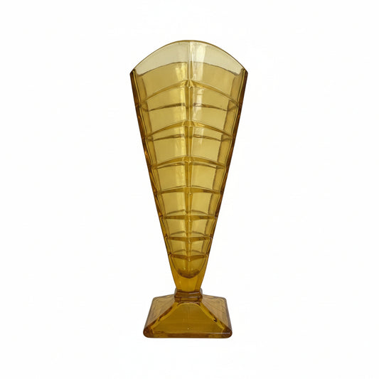 Antique Czechoslovakian libochovice amber glass vase