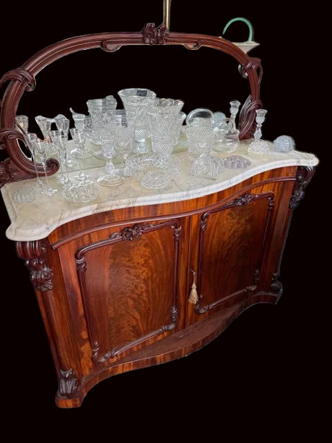 Gorgeous Flame Mahogany Marble-top Chiffonier Buffet