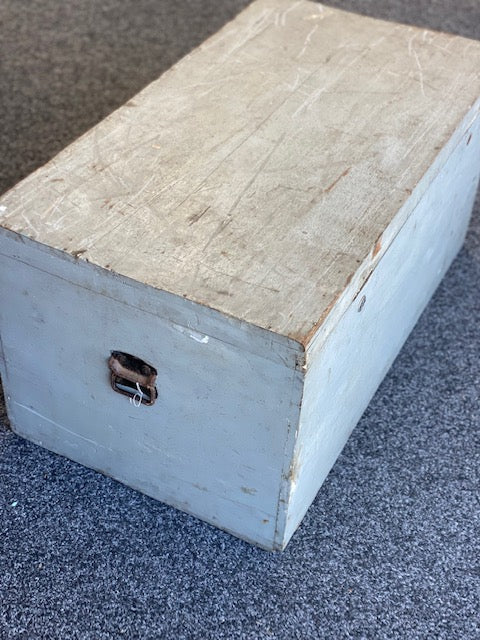 Large Vintage Wooden French Trunk, H45 W92 D50cm