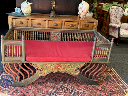 Vintage Teak Carved Howdah Elephant Settee Chair