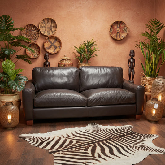 Stunning Rustic Genuine Leather Kudu Quality 3 Seater Lounge