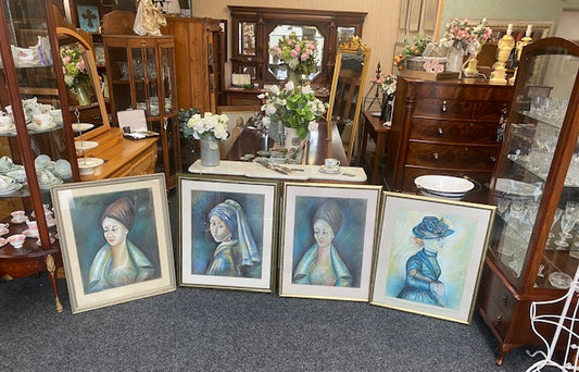 Framed Pastel Artwork by Davis. Copy of Young Woman in Blue Going to Conservatory by Pierre Renoir 81 x 67cm