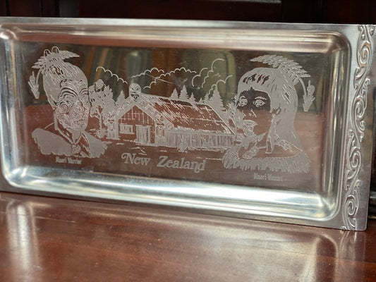 Mid Century Kiwana NZ Engraved Sabre Rectangular Savoury Stainless Steel Tray