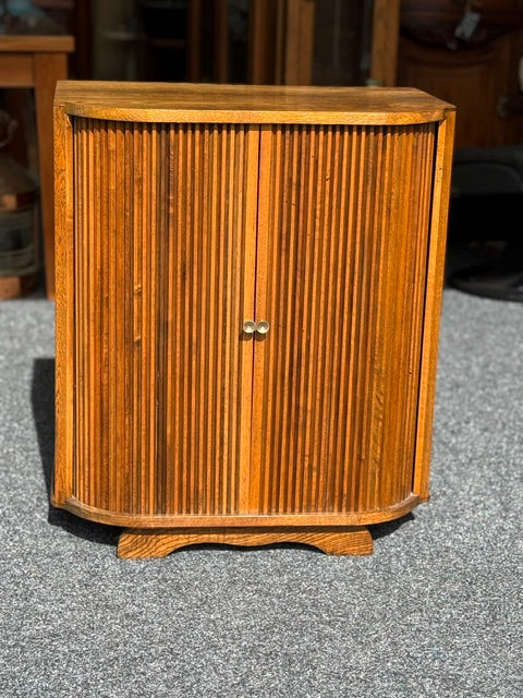 Vintage Mid-Century Oak wooden Tambour
