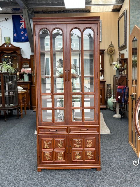 Vintage Korean Mirror Back Display Cabinet or Bookcase