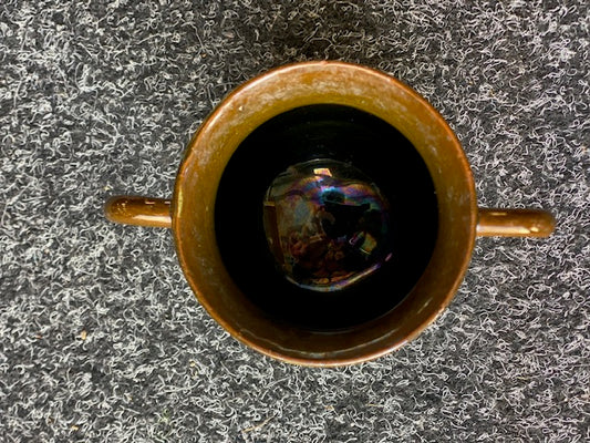 Watcombe Torquay Cauldron, pot, gourd like Carnival ware