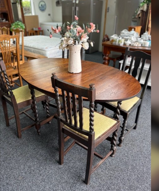 Barley Twist Dining Suite with Drop down Table and 4 Chairs