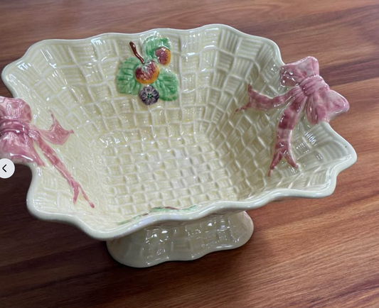 A Large Vintage Shorter & Sons Majolica Basketweave Dish