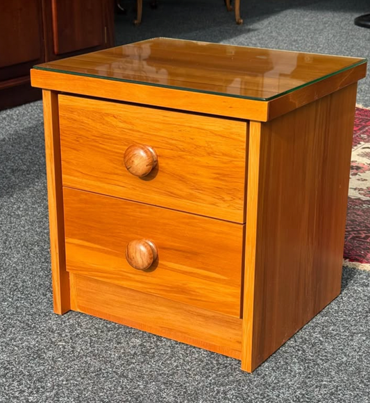 Rimu Bedside Cabinet on metal runners