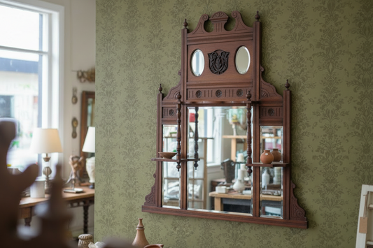 Sweet Antique Kauri mirrored over-mantle