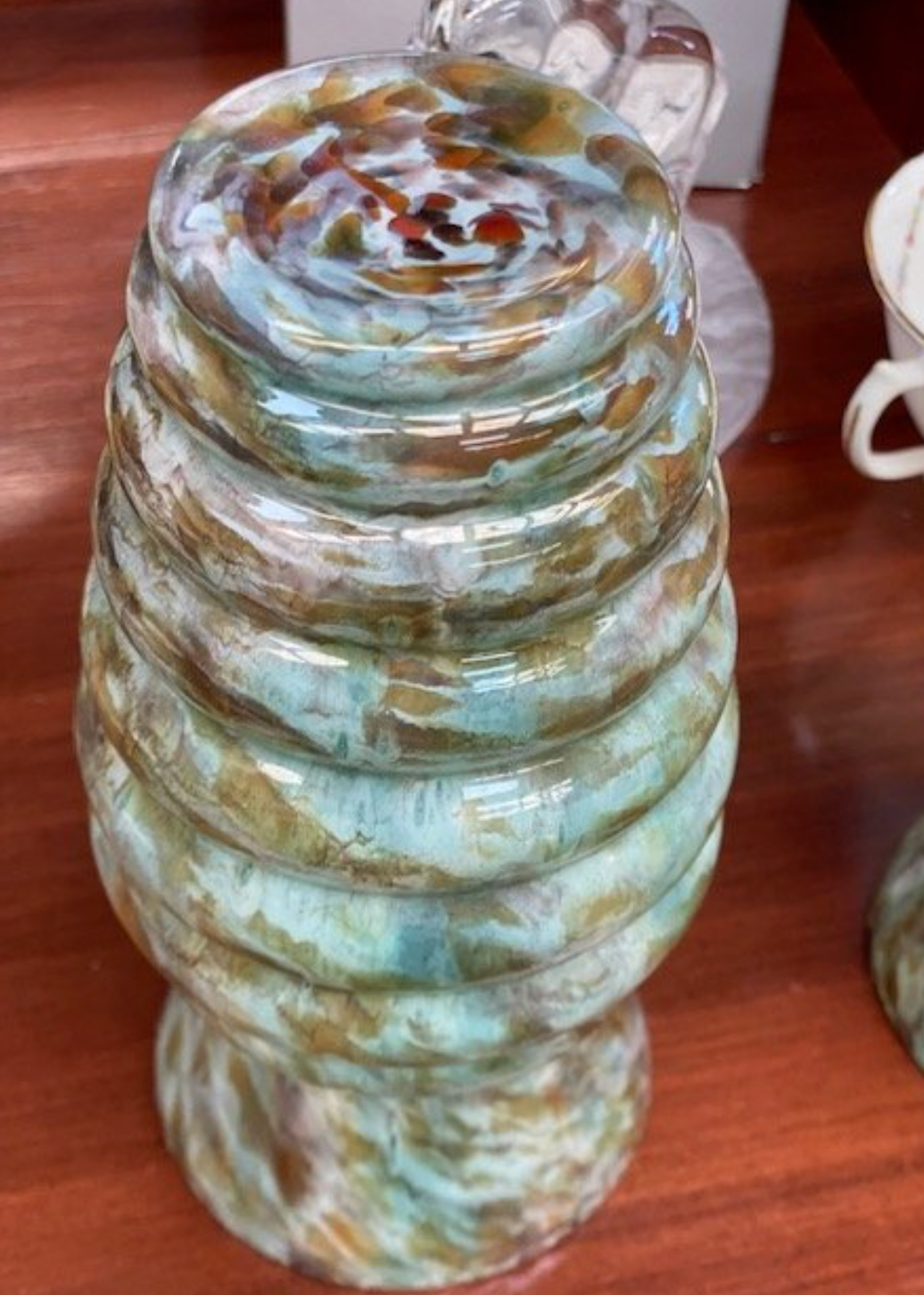 Mid Century Mottled Vases Bohemian / Czech Art Deco Spatter glass vase