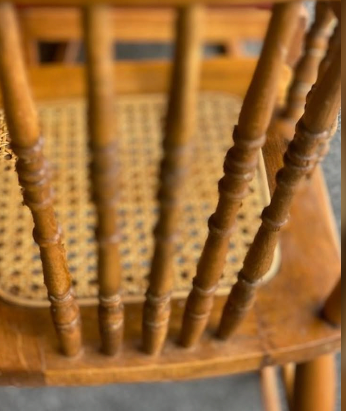 Sweet Antique Child's High Chair rattan and oak