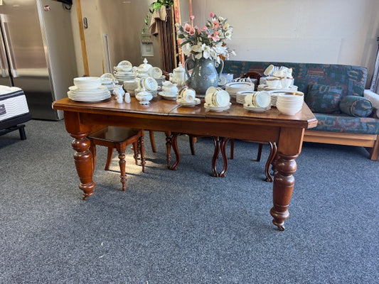 19th Antique Colonial New Zealand Kauri Banquet Extension Crank Handle Dining Table