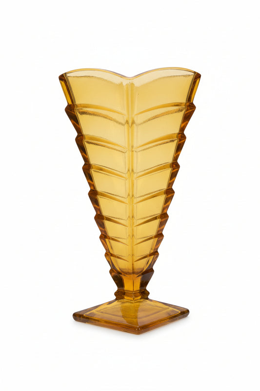 Antique Czechoslovakian libochovice amber glass vase