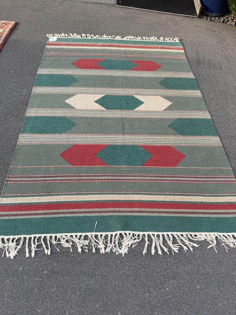Large Handmade Durry Made in India of Wool and Cotton
