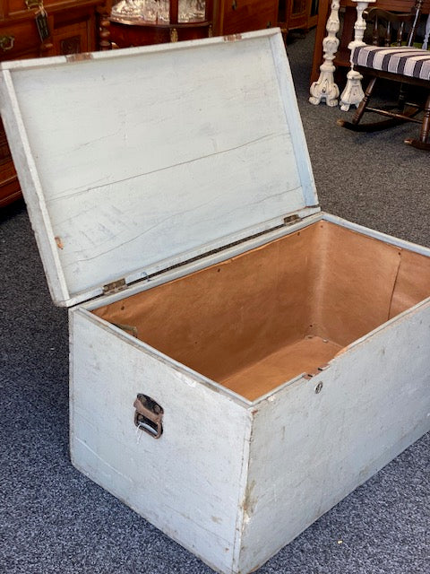 Large Vintage Wooden French Trunk, H45 W92 D50cm