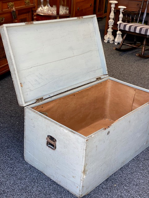 Large Vintage Wooden French Trunk, H45 W92 D50cm