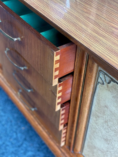 Huge Mid Century Roskamusselstein Dutch Oak 2.2m Sideboard, 4 Leather Lockable Doors
