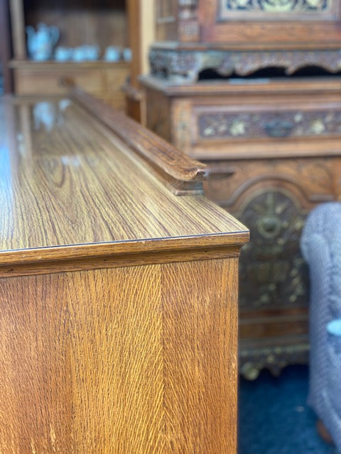 Huge Mid Century Roskamusselstein Dutch Oak 2.2m Sideboard, 4 Leather Lockable Doors