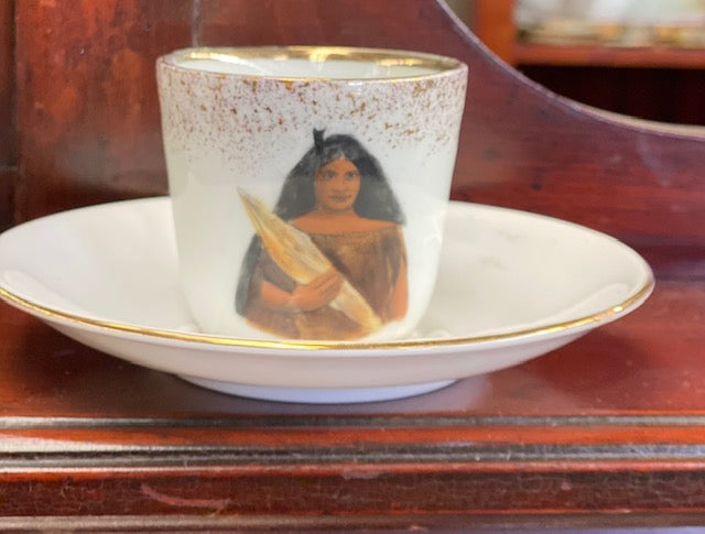 Made in England Cup and Saucer of a Hawaiian Woman