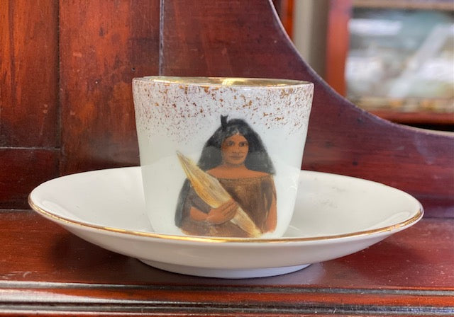 Made in England Cup and Saucer of a Hawaiian Woman