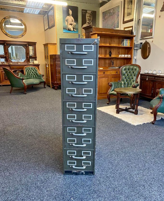 All Steel Super Cool Illinois USA Vintage Card index filing cabinet with key