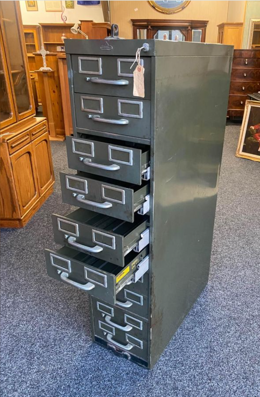 All Steel Super Cool Illinois USA Vintage Card index filing cabinet with key