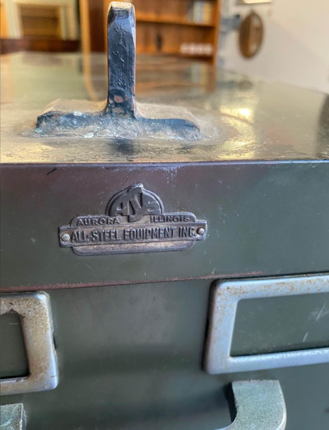 All Steel Super Cool Illinois USA Vintage Card index filing cabinet with key